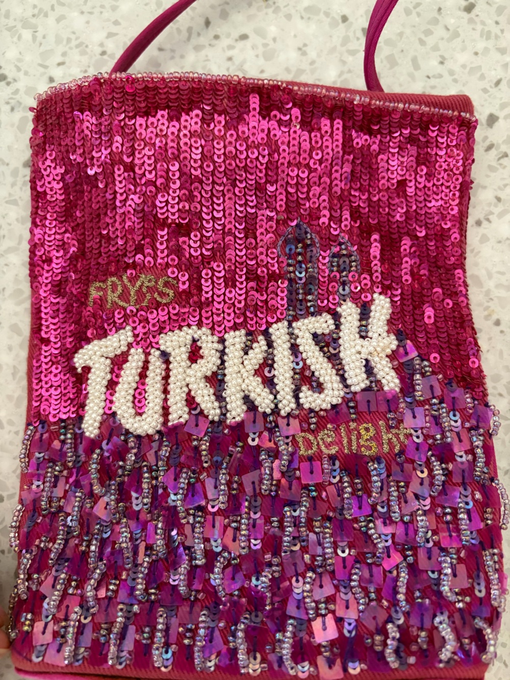 Vintage & Rare Anya Hindmarch sequin mini bag “Fry’s Turkish Delight”